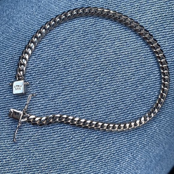 5mm Sterling Silver men’s Cuban Chain Bracelet 8.5” inches Rhodium plated - Picture 4 of 5